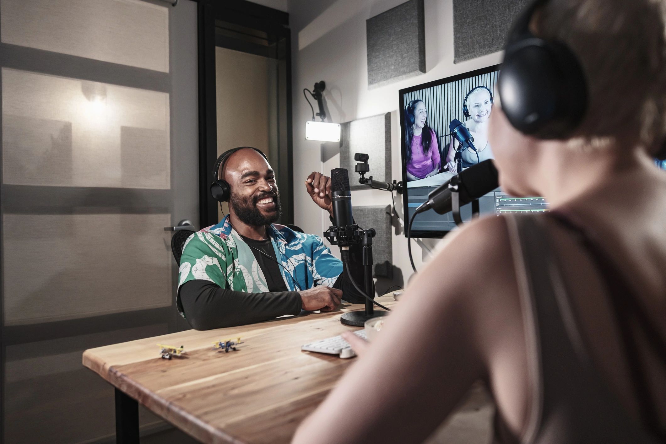 students broadcasting radio